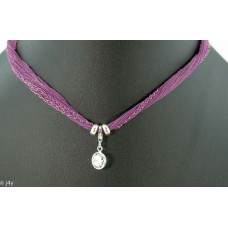 Crystal with silk bracelet/necklace (light pink)